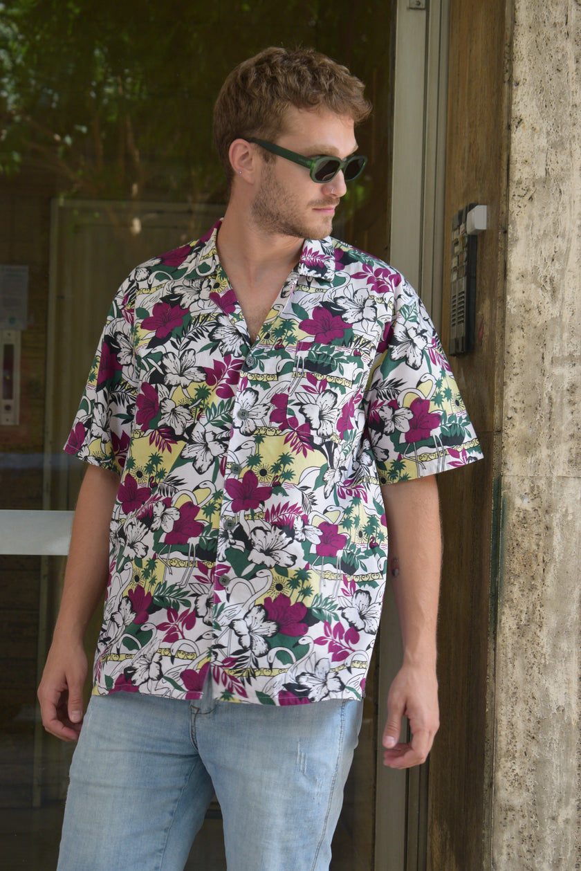 Vintage Bluebird funky patterned shirt (M)