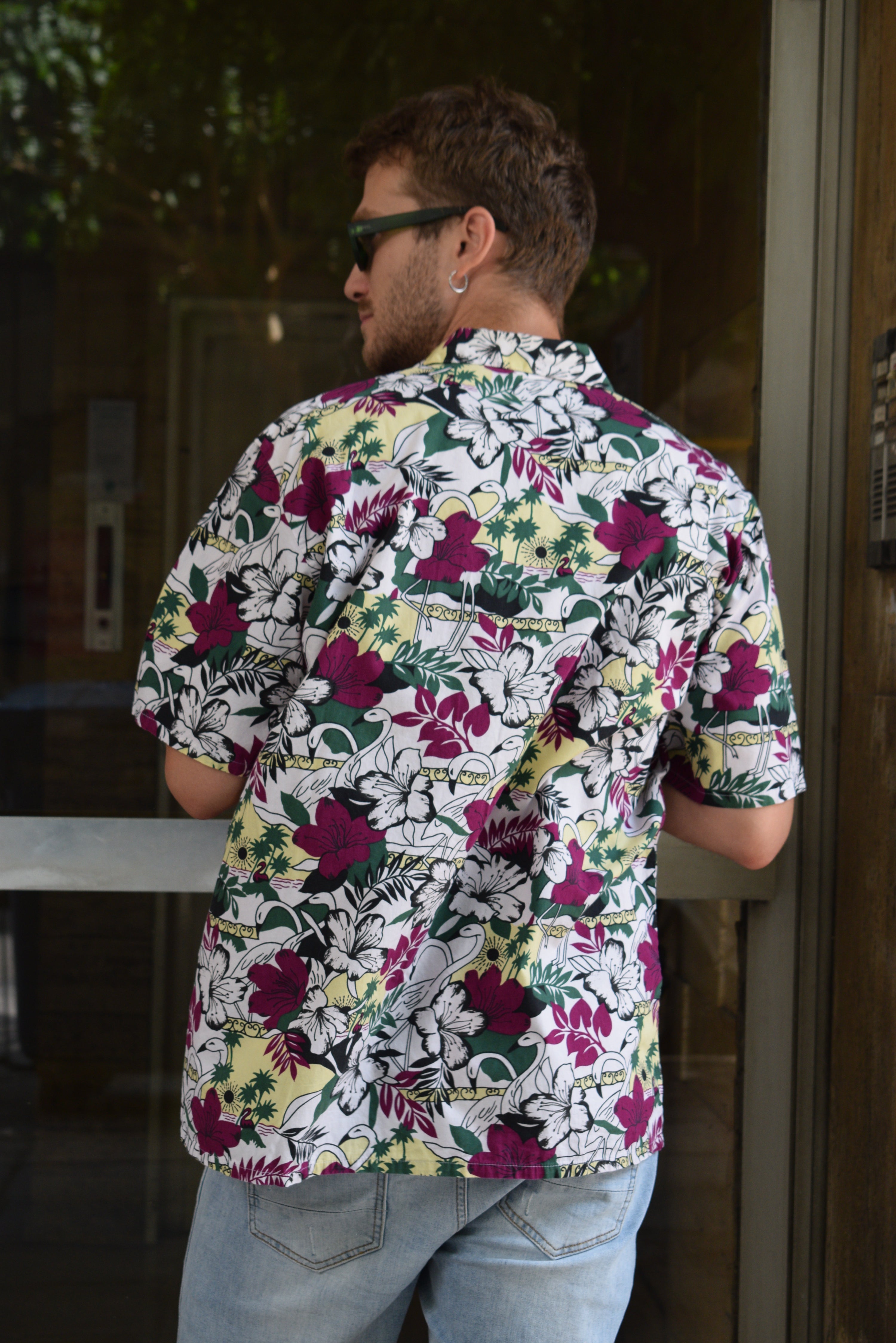 Vintage Bluebird funky patterned shirt (M)