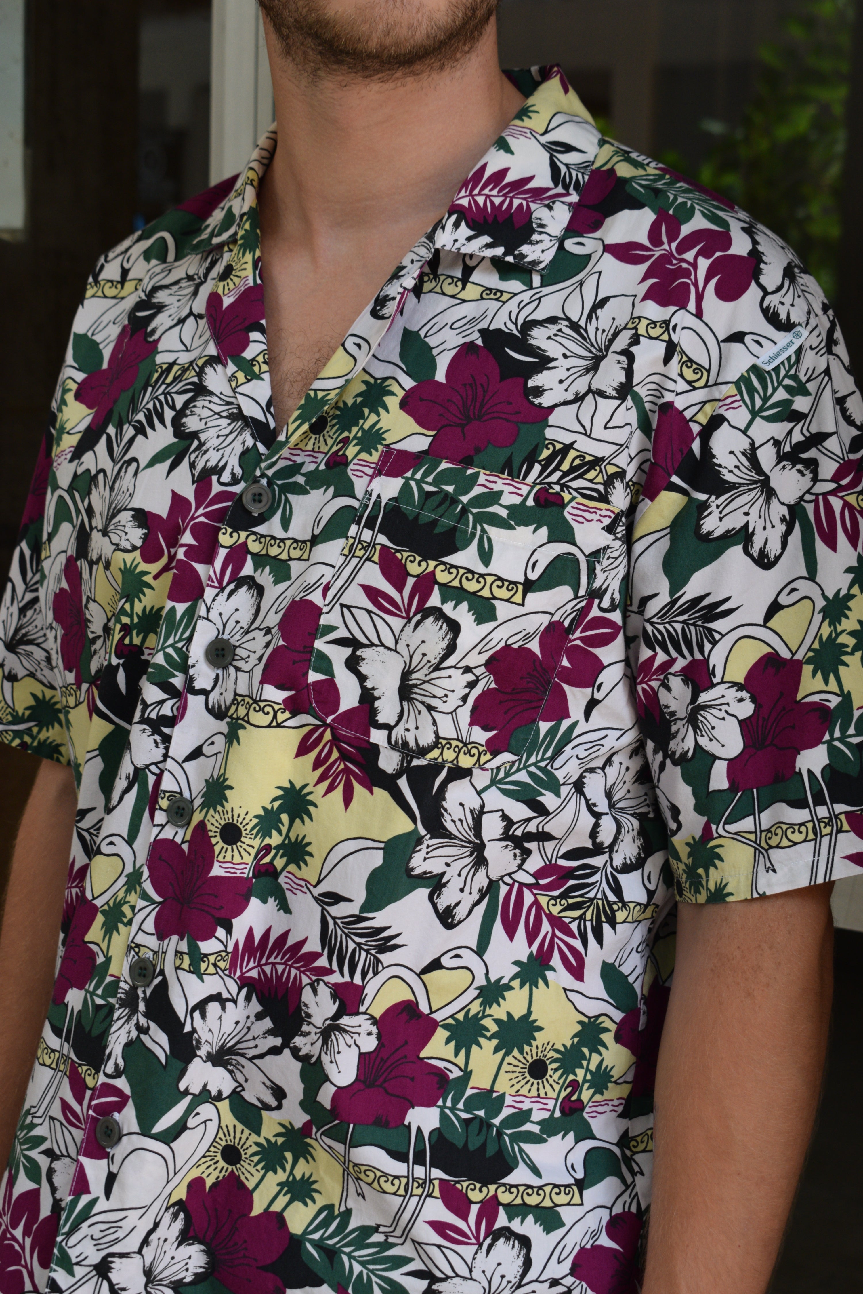 Vintage Bluebird funky patterned shirt (M)