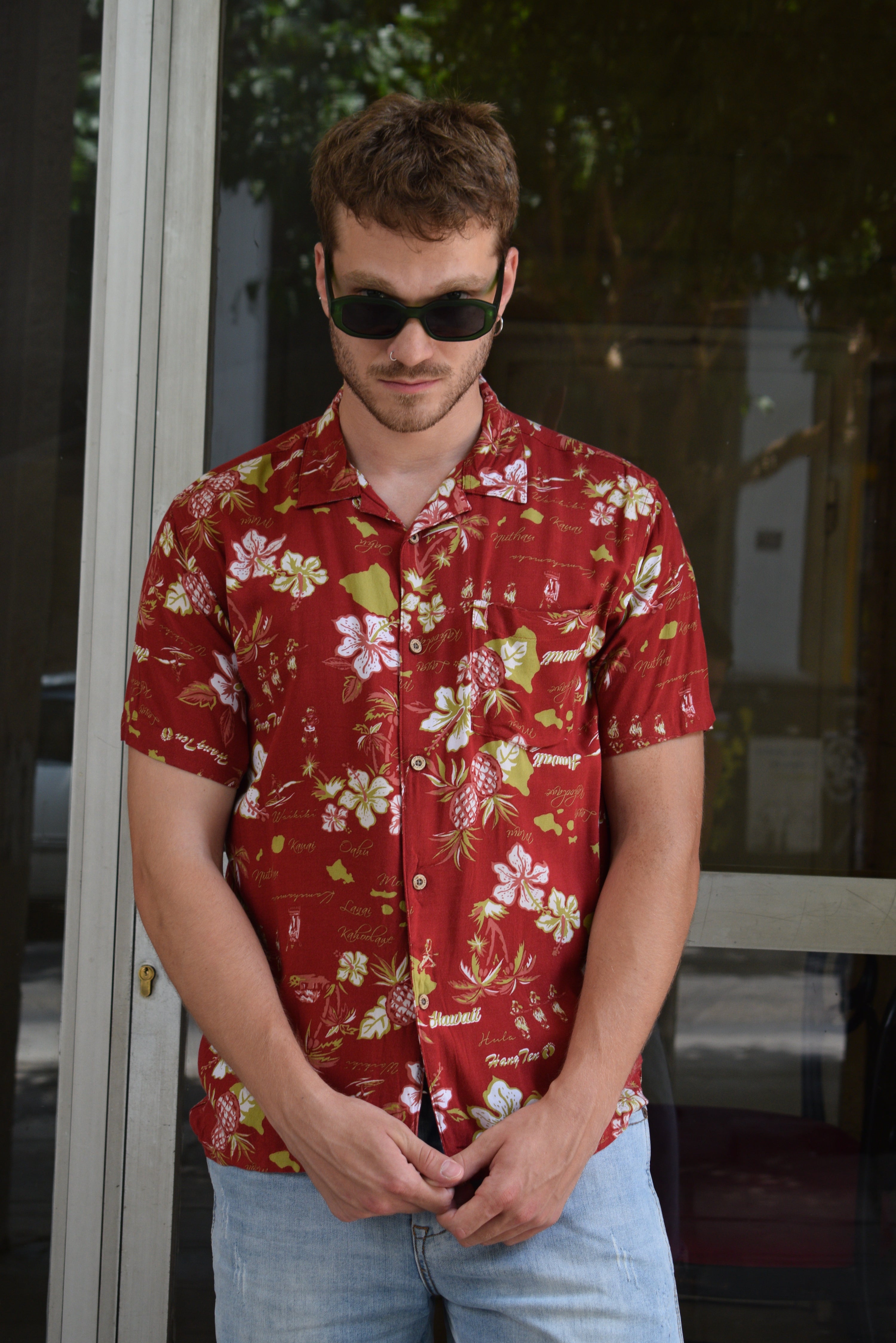 HANGTEN funky patterned shirt (M)