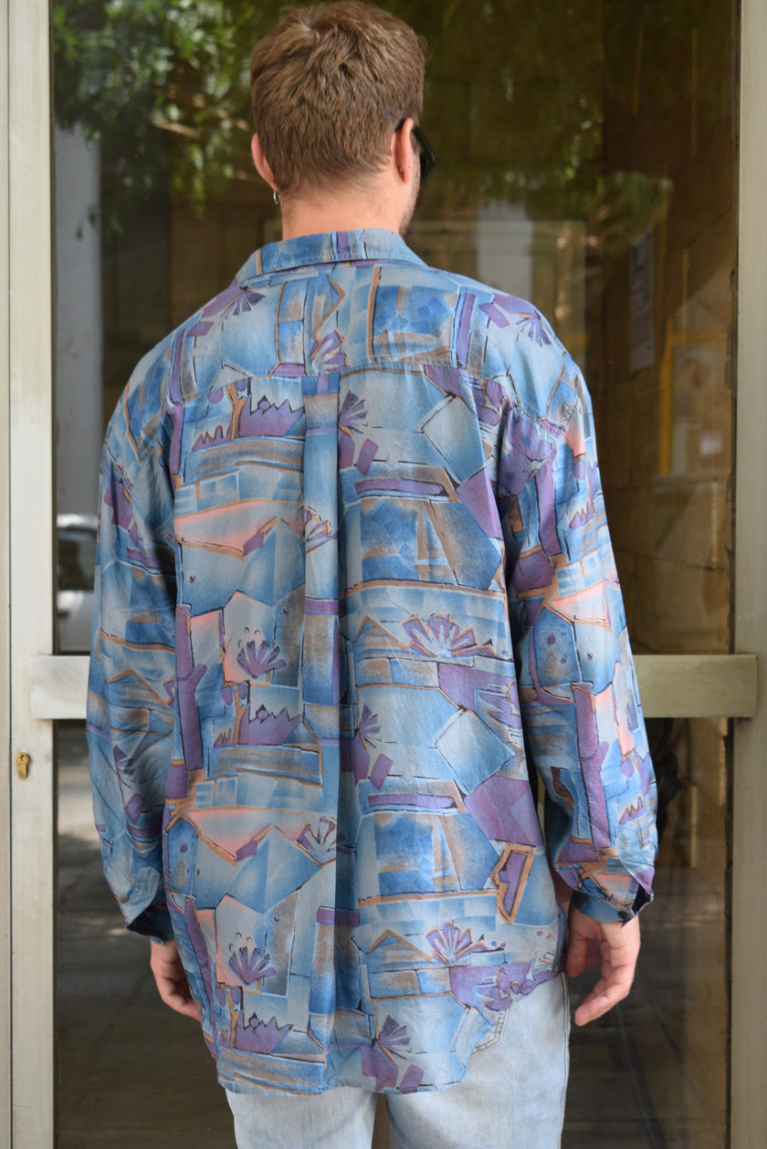 Vintage 100% silk funky shirt (L)