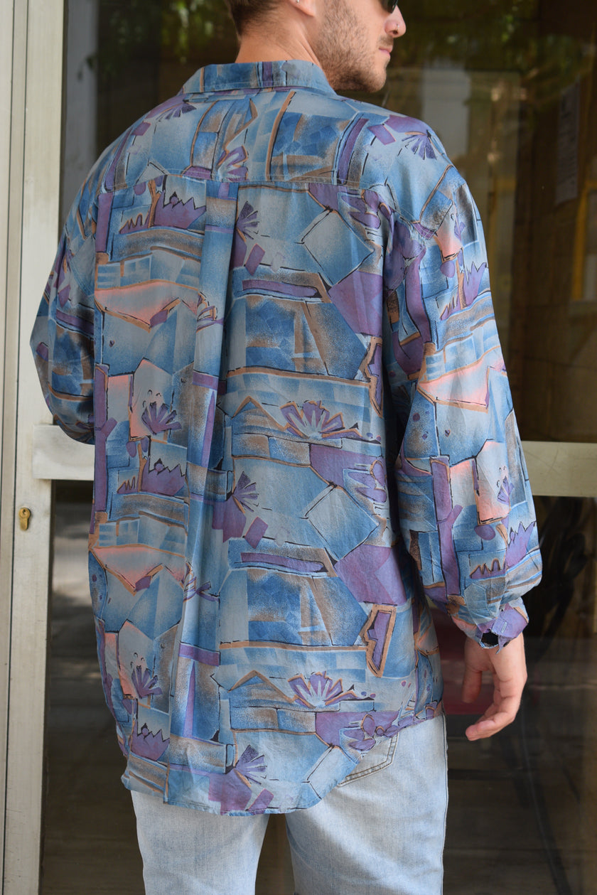 Vintage 100% silk funky shirt (L)