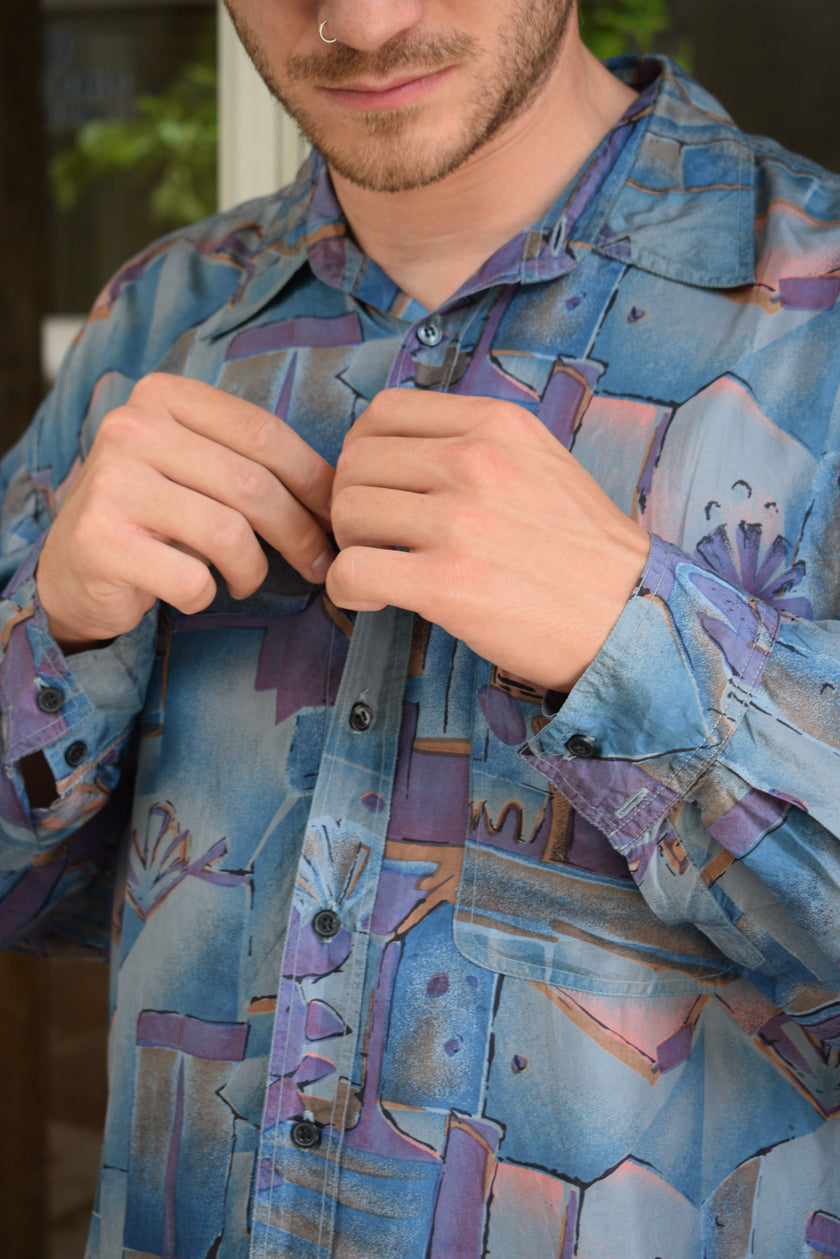 Vintage 100% silk funky shirt (L)