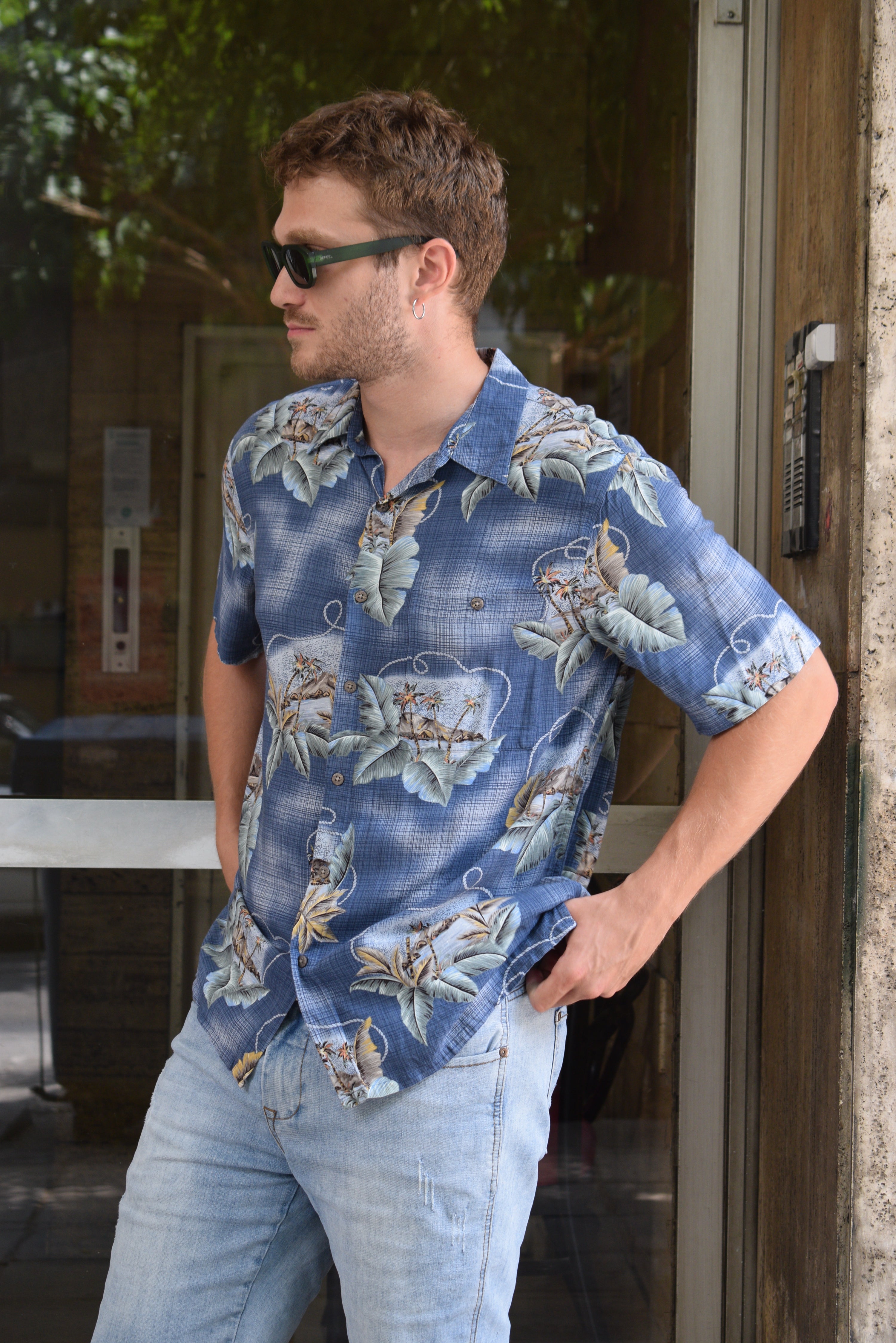 Vintage funky patterned shirt (L)