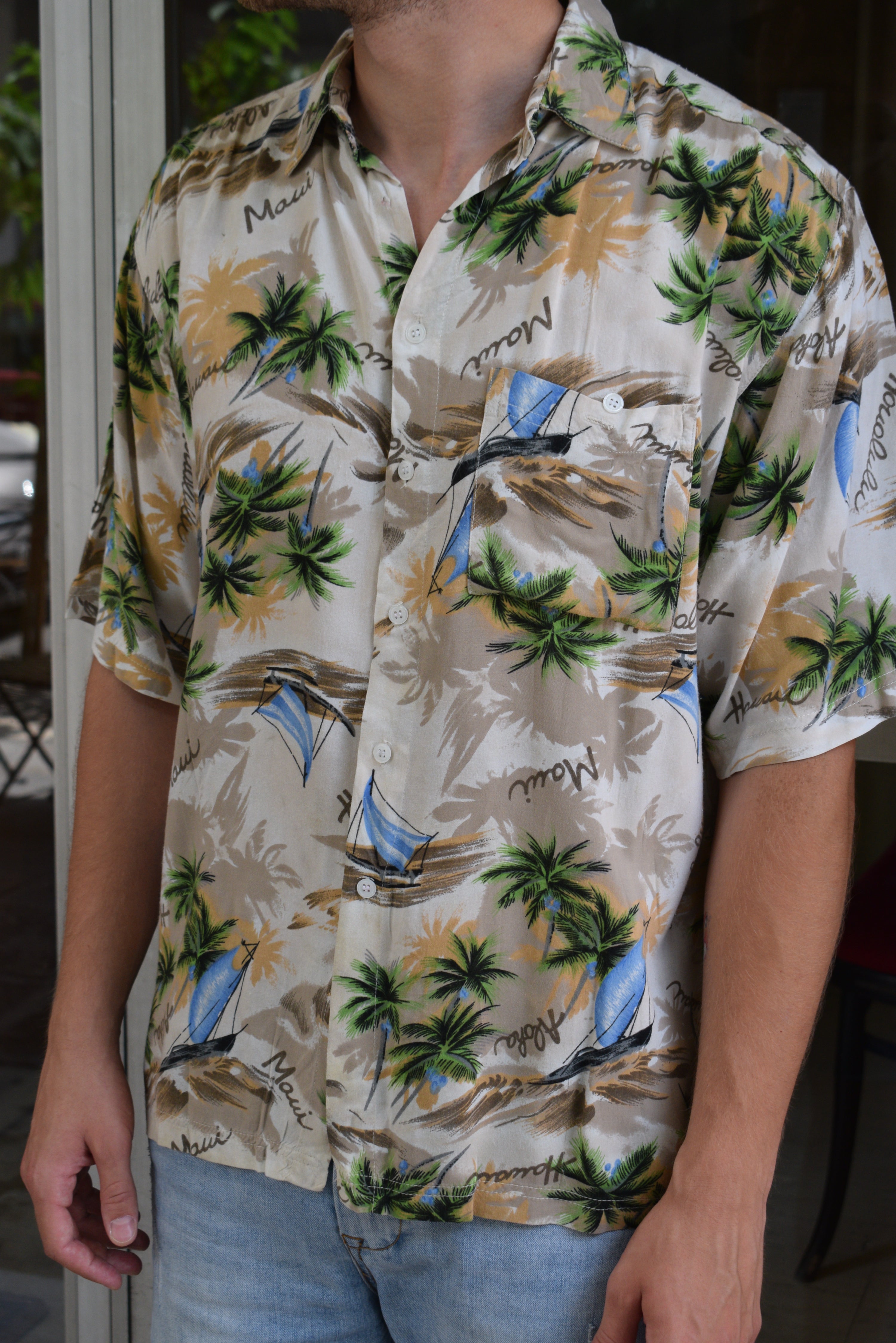 Vintage funky patterned shirt (L)