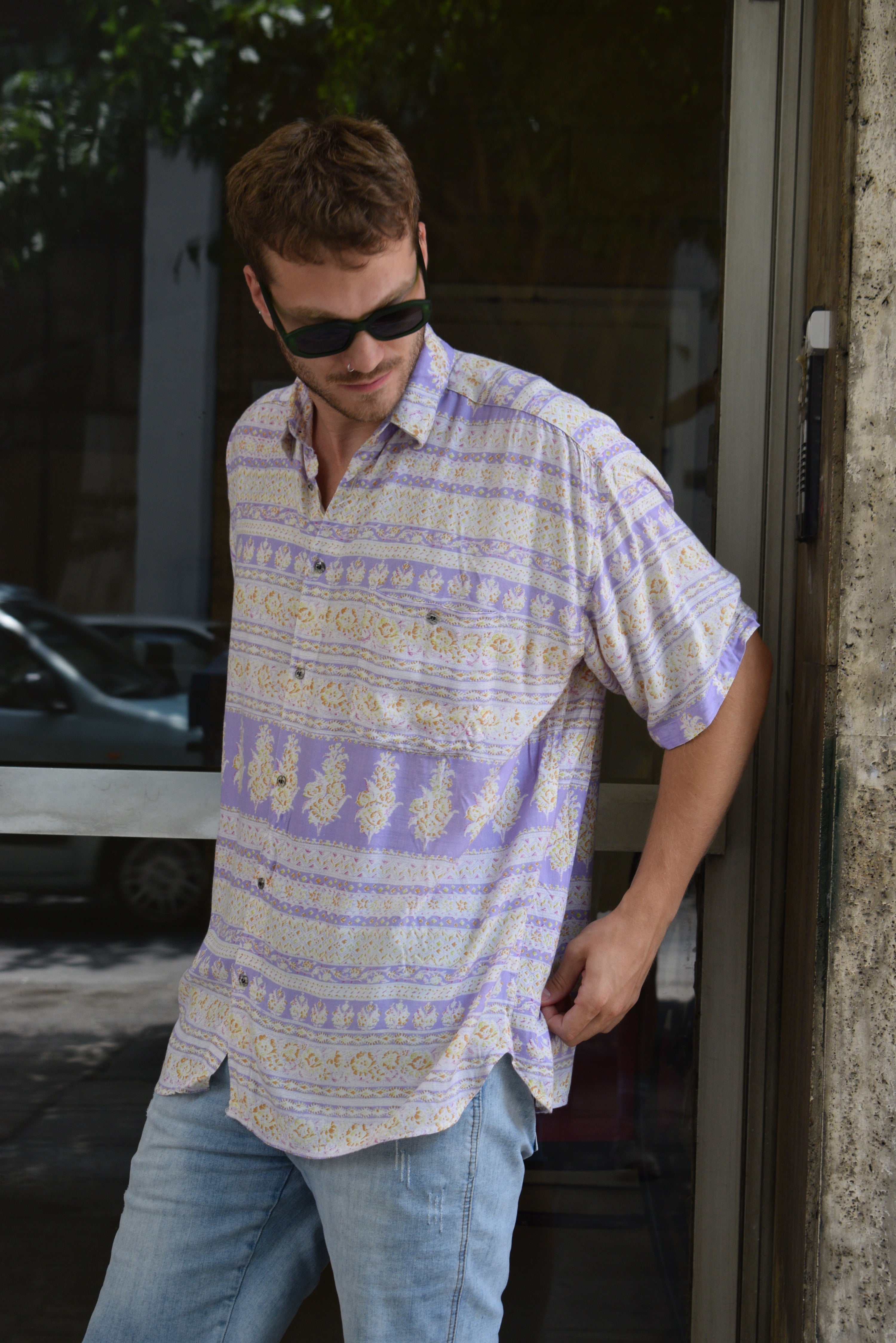 Vintage oversized funky patterned shirt (L)