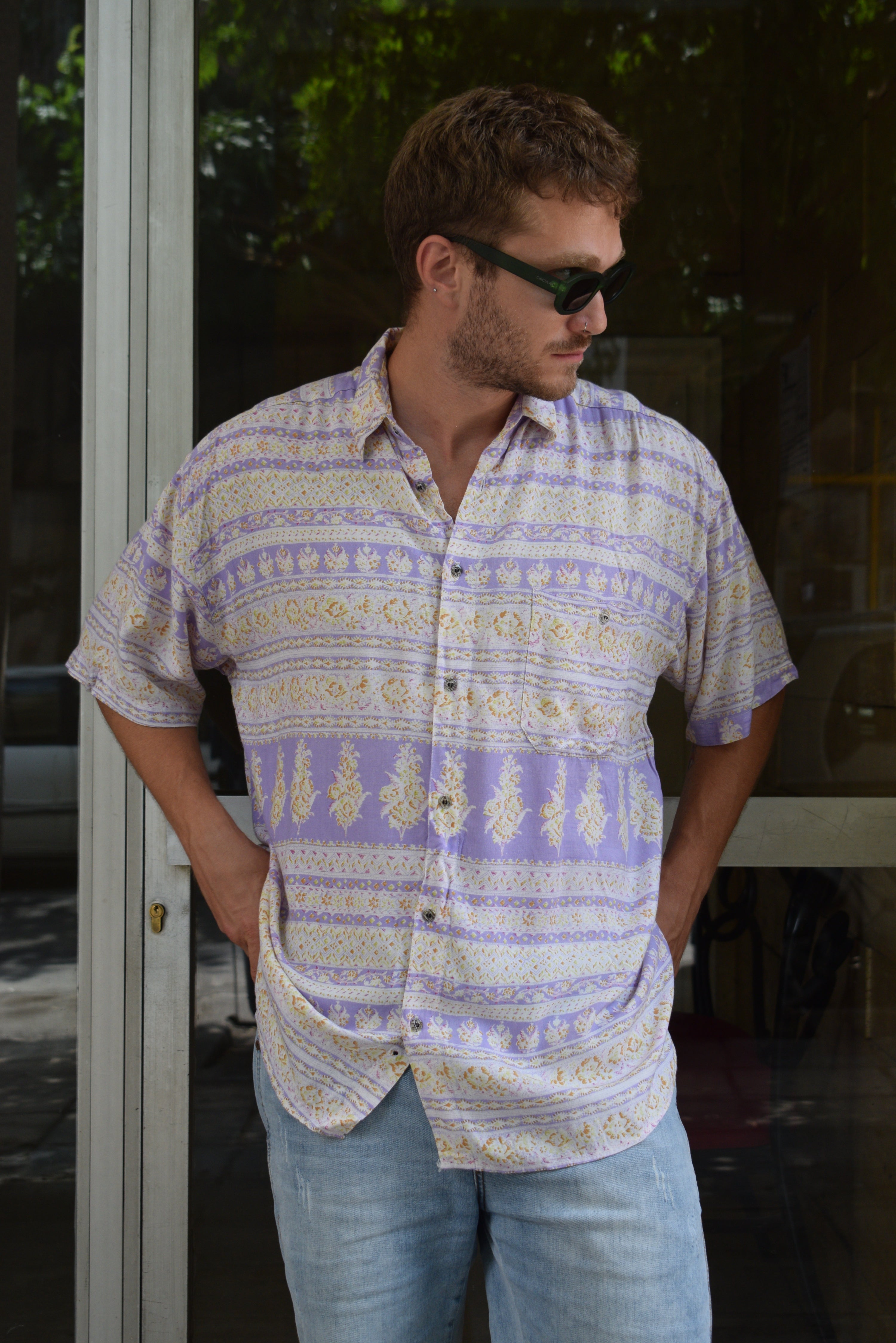 Vintage oversized funky patterned shirt (L)