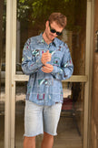 Vintage 90s abstract print longsleeve shirt (L)