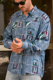 Vintage 90s abstract print longsleeve shirt (L)