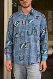 Vintage 90s abstract print longsleeve shirt (L)