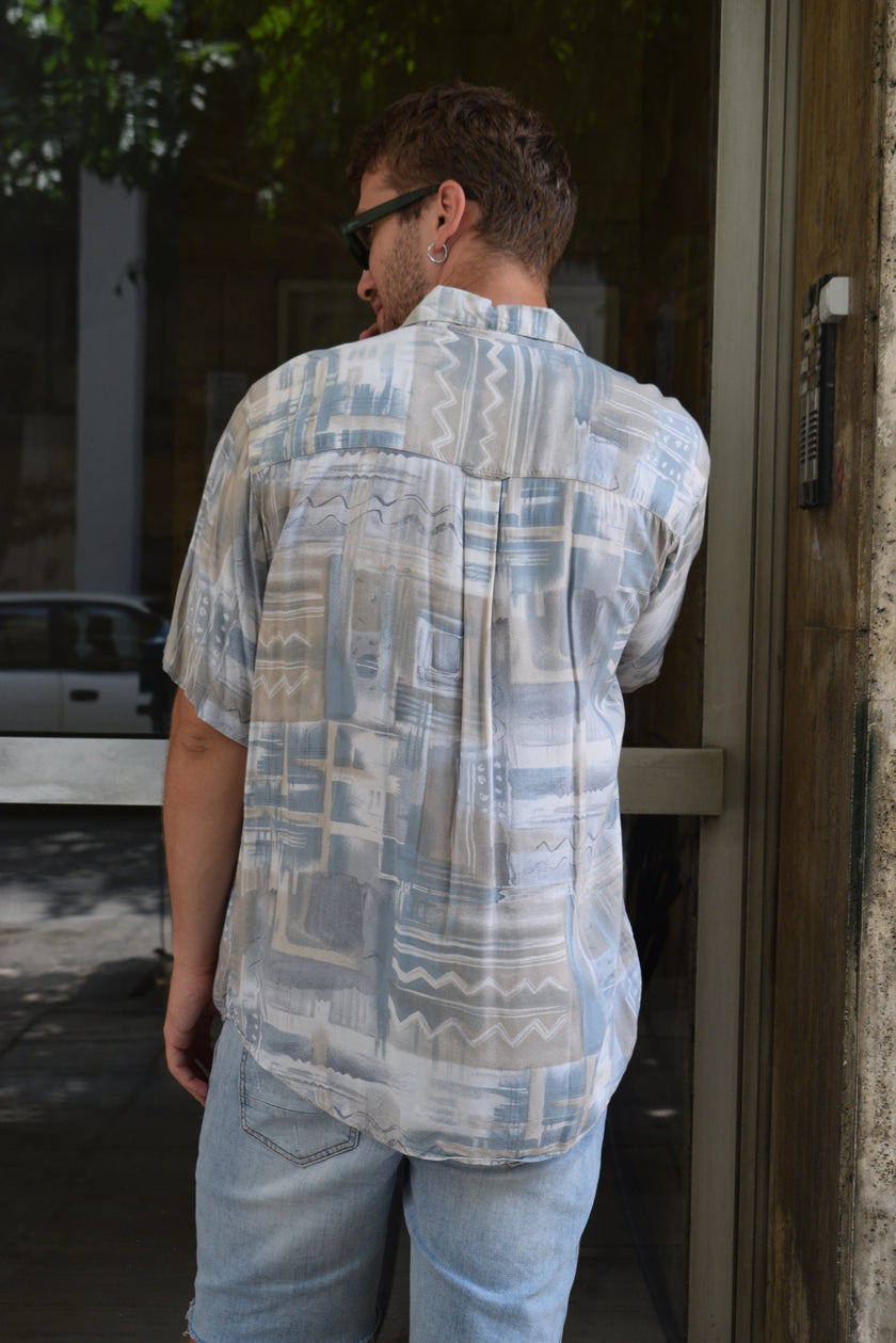 Vintage 90s style abstract print shirt (L)