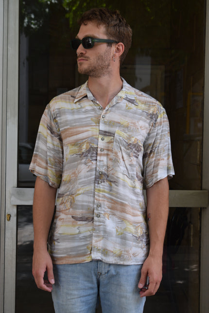 Vintage 90s style abstract print shirt (M)