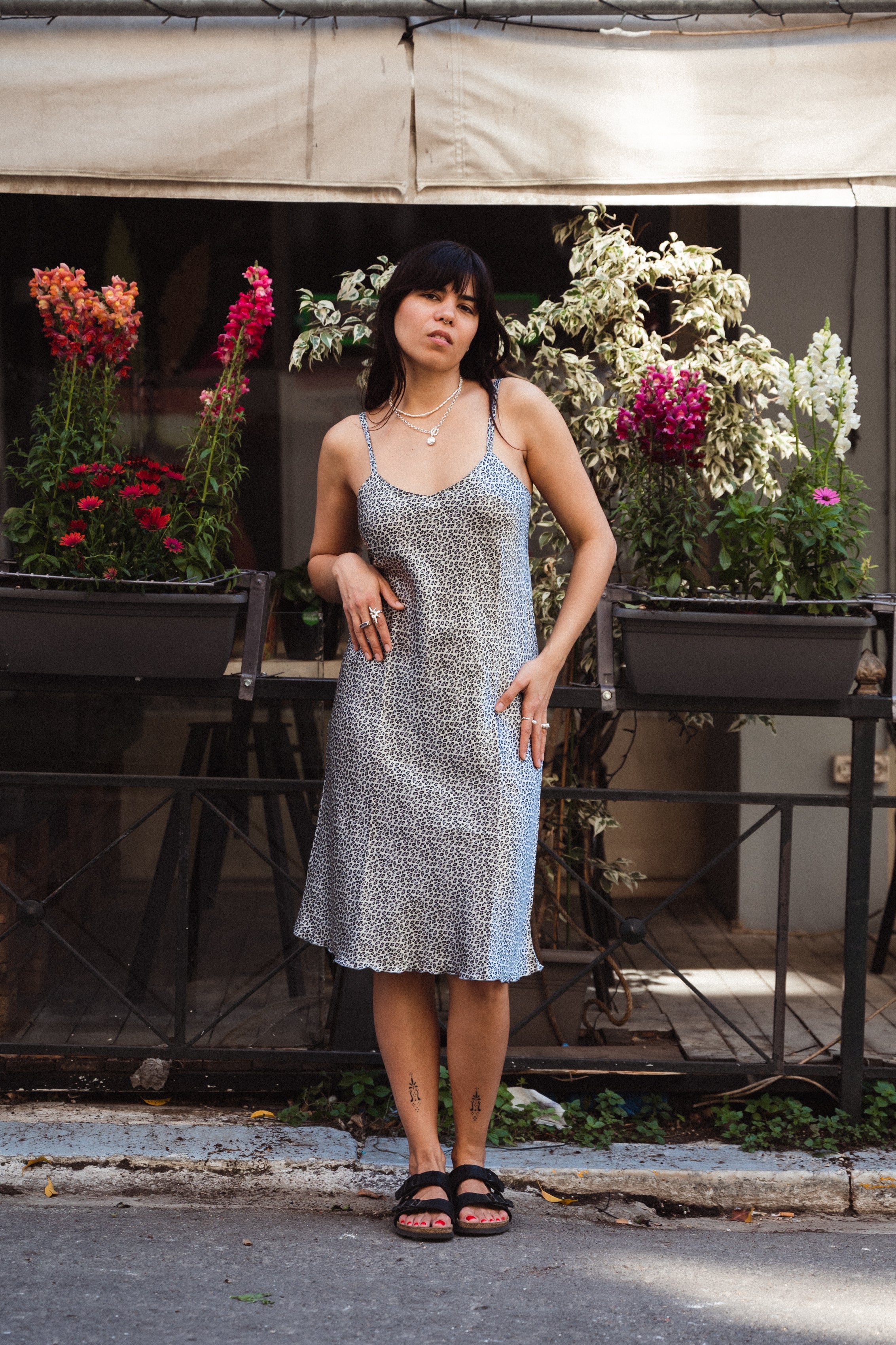Stunning animal print satin slip dress