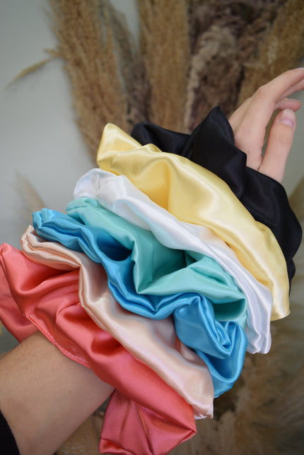 Handmade pastel satin scrunchies (large)