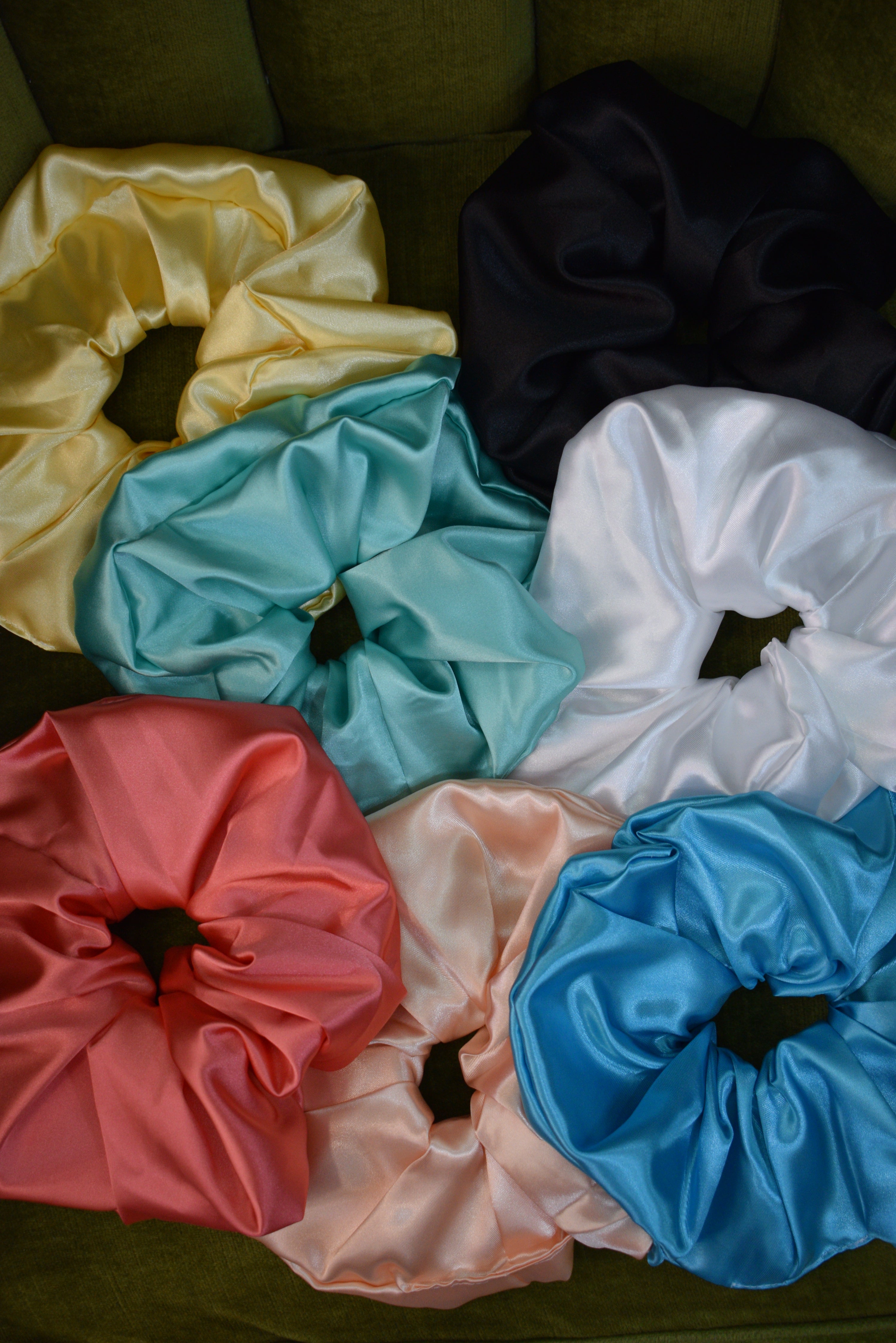 Handmade pastel satin scrunchies (large)