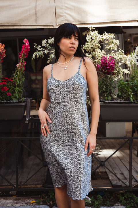 Stunning animal print satin slip dress