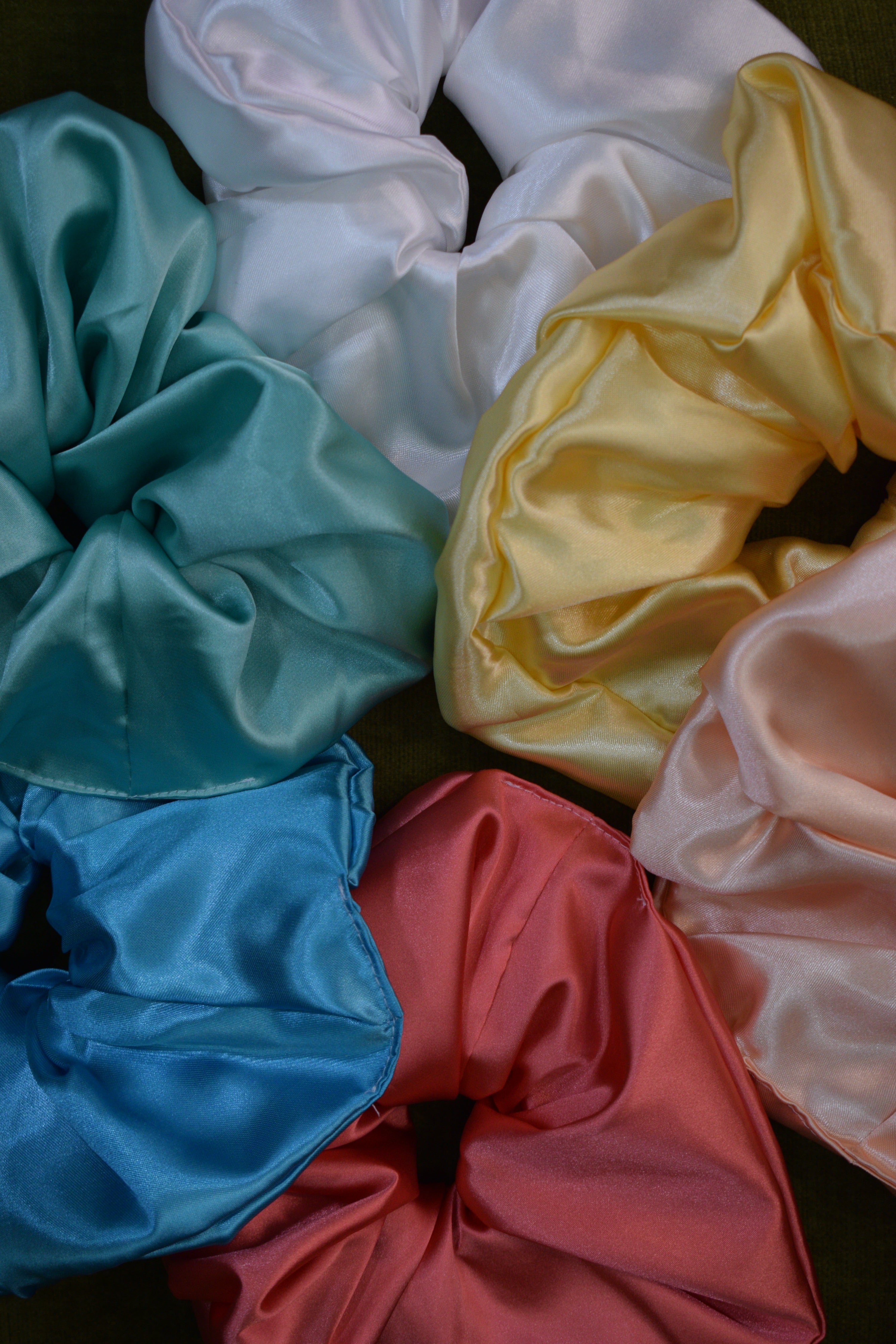 Handmade pastel satin scrunchies (large)