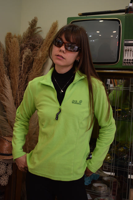 Jack Wolfskin women's neon green fleece