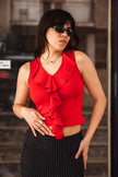 Super cute top with raffling
