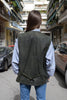 Vintage dark green leather vest