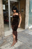 Stunning sparkly velvet strapless deep chokolate brown dress (S/L)