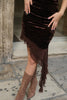 Stunning sparkly velvet strapless deep chokolate brown dress (S/L)