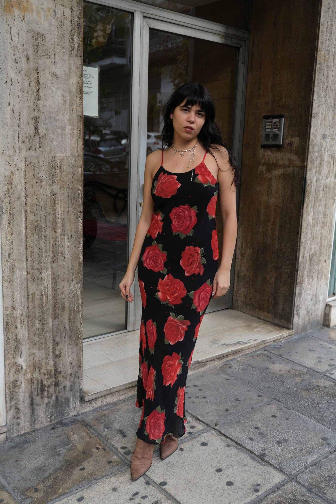 Stunning maxi 90s floral dress with sequin details (M)