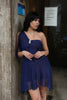 Vintage 90s/00s Navy Asymmetrical Chiffon Mini Dress (S)