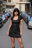 Motivi Y2K Sparkly Black Babydoll Mini Dress (S)