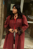 Stunning burgundy Italian vintage genuine leather coat with fur collar