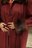 Stunning burgundy Italian vintage genuine leather coat with fur collar