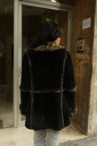 Stunning Italian vintage shearling genuine leather jacket with fur trim