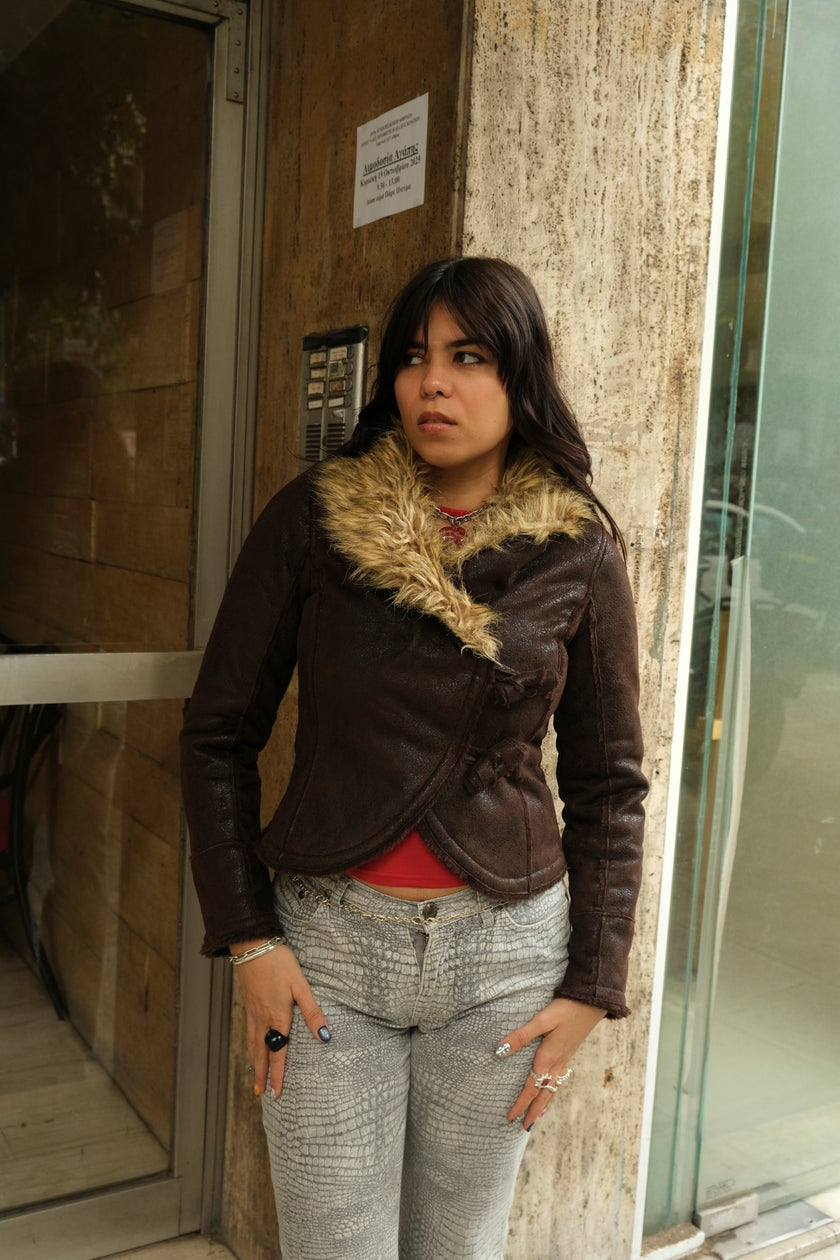 Super hot vintage faux shearling jacket