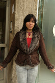 Super hot dark brown faux shearling jacker