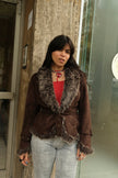 Super hot dark brown faux shearling jacker