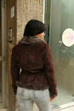 Super hot dark brown faux shearling jacker