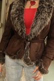 Super hot dark brown faux shearling jacker