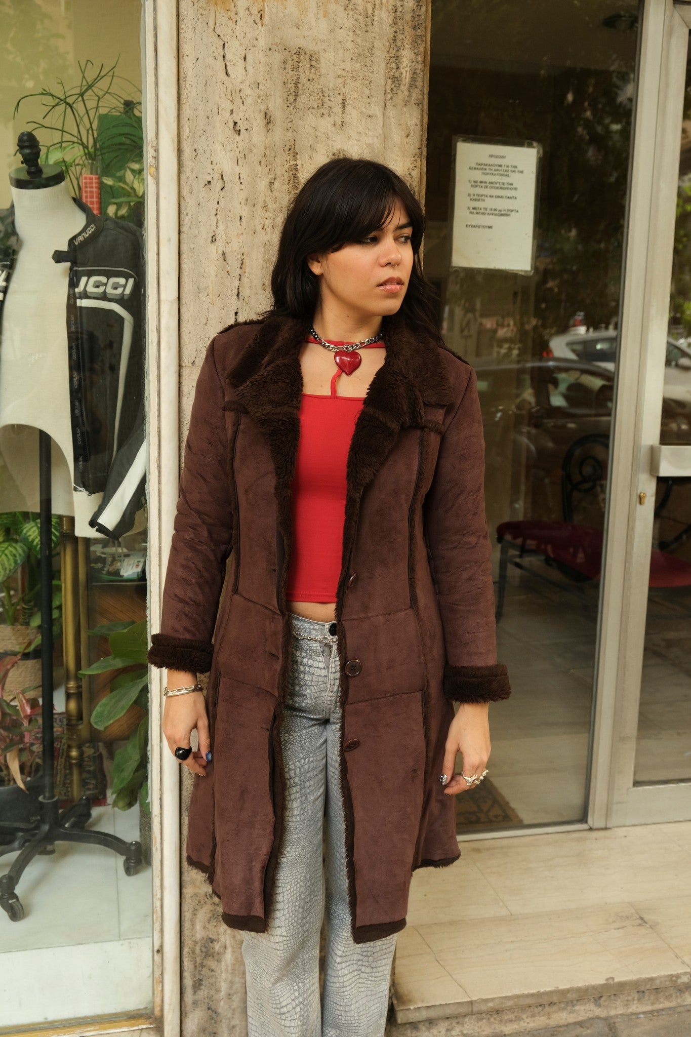 Super hot dark brown faux shearling coat