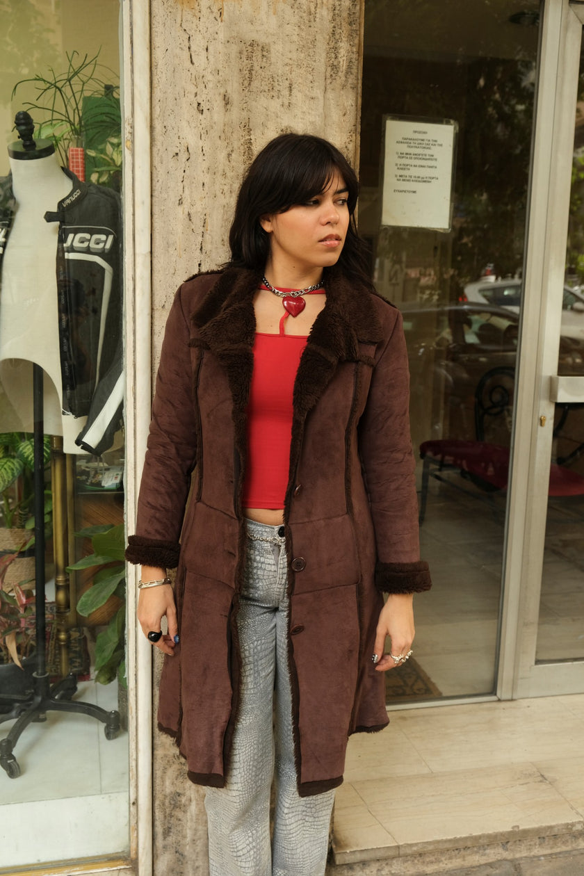 Super hot dark brown faux shearling coat