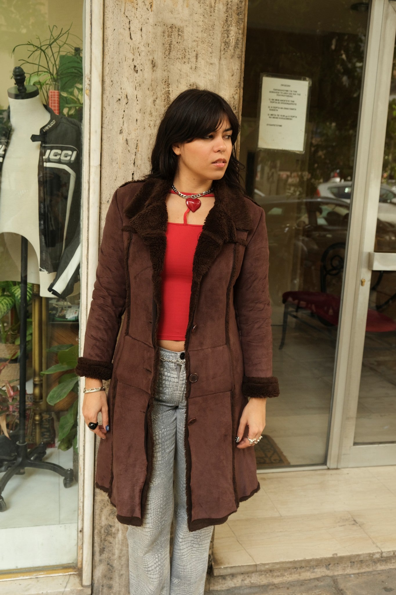 Super hot dark brown faux shearling coat