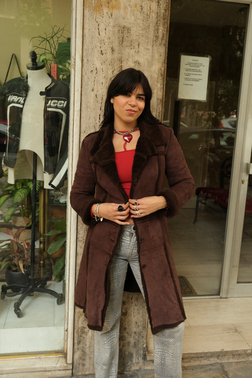 Super hot dark brown faux shearling coat
