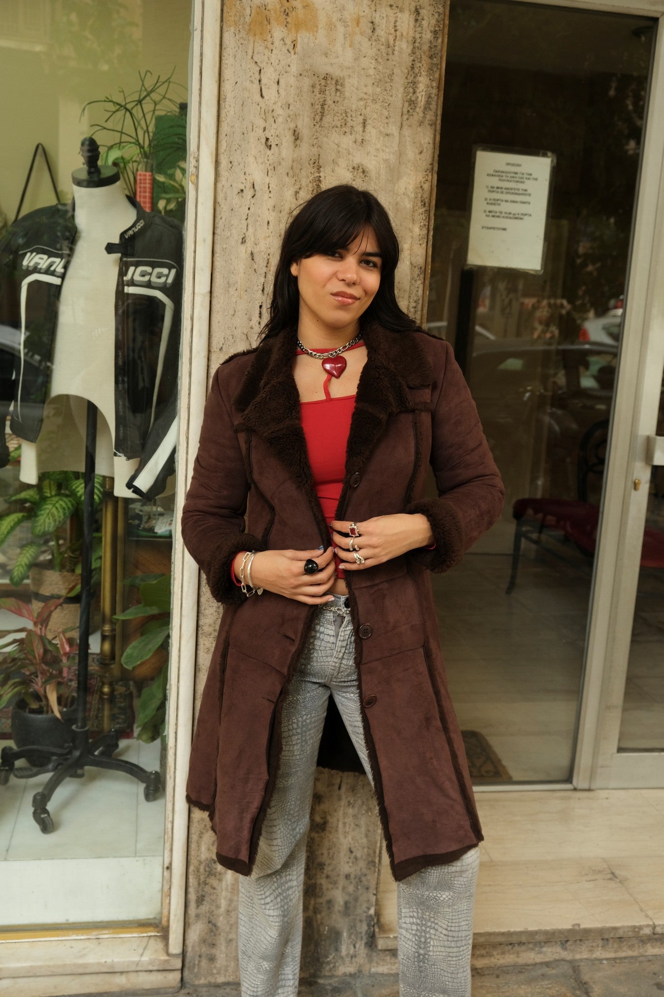 Super hot dark brown faux shearling coat