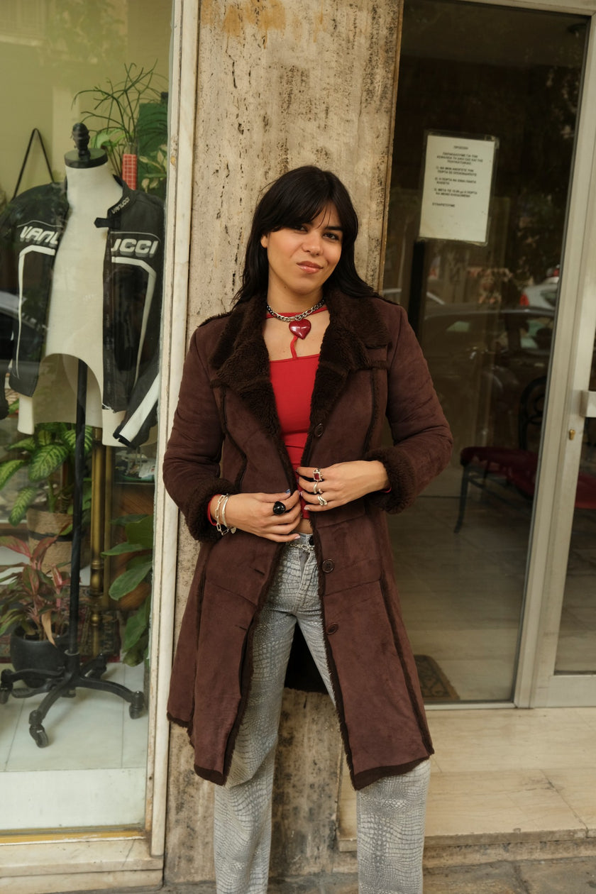 Super hot dark brown faux shearling coat
