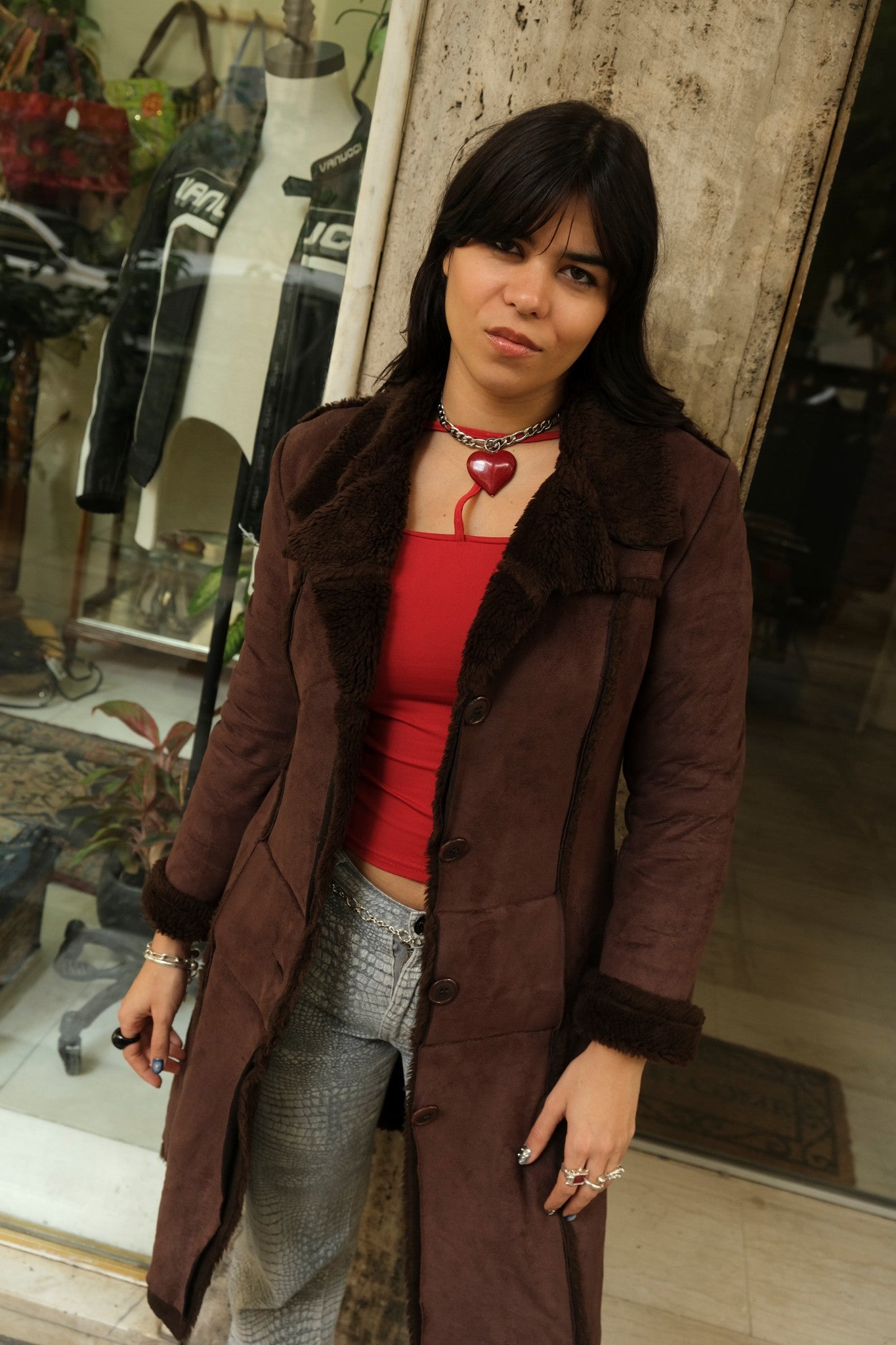 Super hot dark brown faux shearling coat