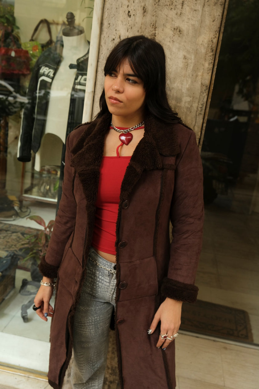 Super hot dark brown faux shearling coat