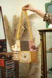 Vintage unique shoulder bag with crochet & sequin detailing