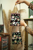 Deadstock retro style mini velvet bag with sequin flowers