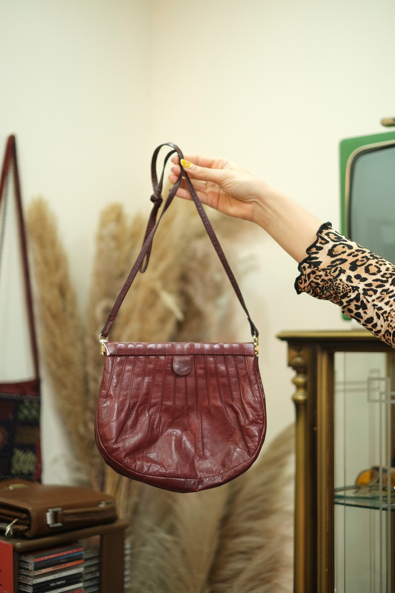 Vintage burgundy cross body bag