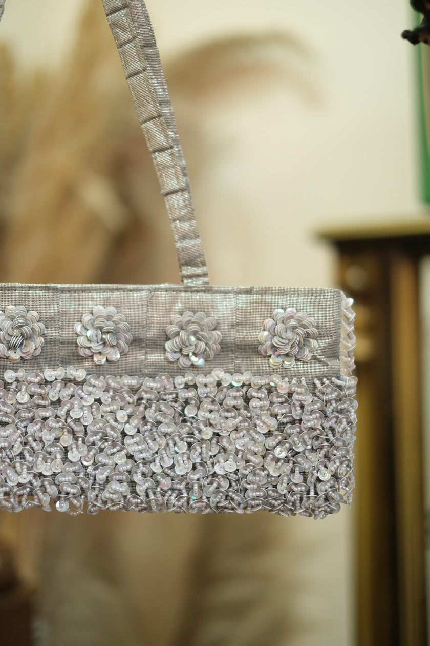 Vintage beaded silver bag