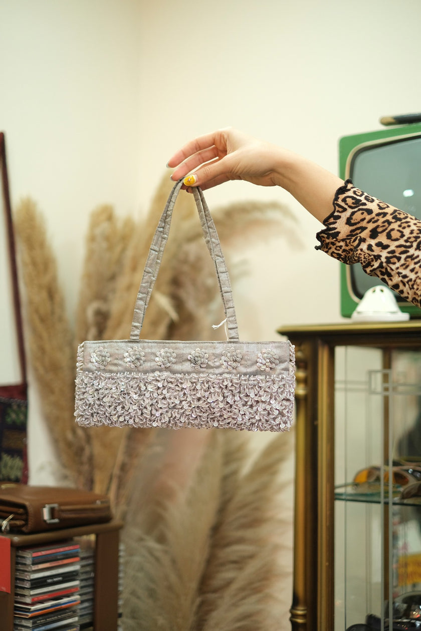Vintage beaded silver bag